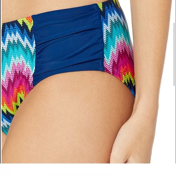 Skechers Women’s Flamin Hot Hipster Bikini Bottom Swimwear Blue Zigzag Medium - Picture 7 of 16